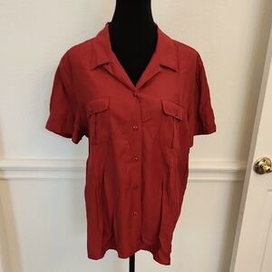 Karen‎ Scott Women's Deep Red, Almost Burgundy Button-Up Shirt Medium